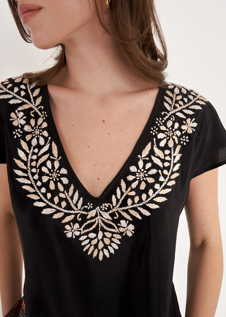 Bard Printed Blouse with Embroidery NERO BLACK Woman , image number 2