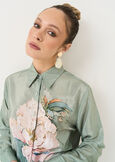 Camicia Cledy con stampa maxi fiore VERDE Donna immagine n. 2