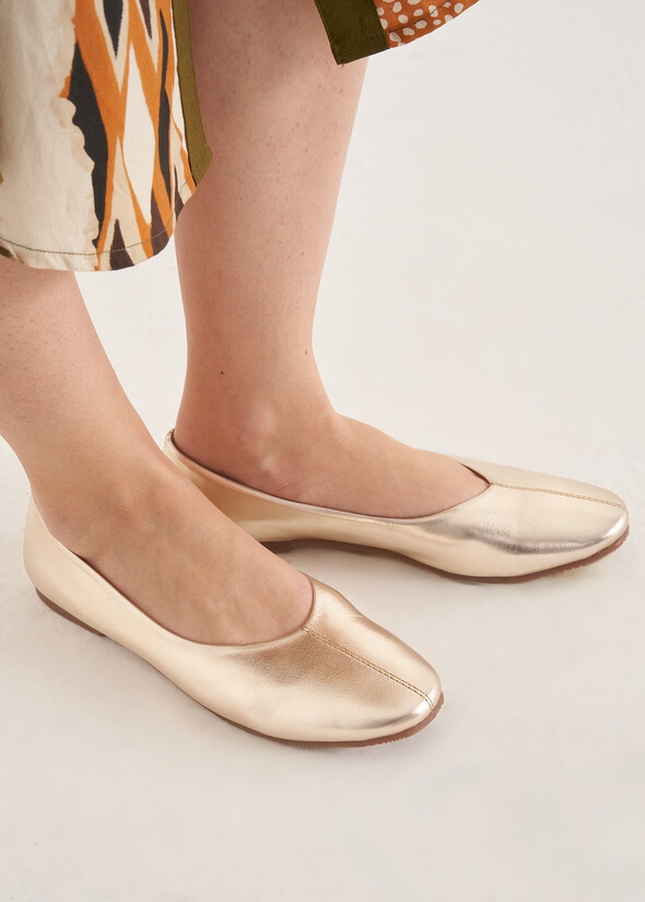 Ballerina Shayla 100% vera pelle GOLD Donna null