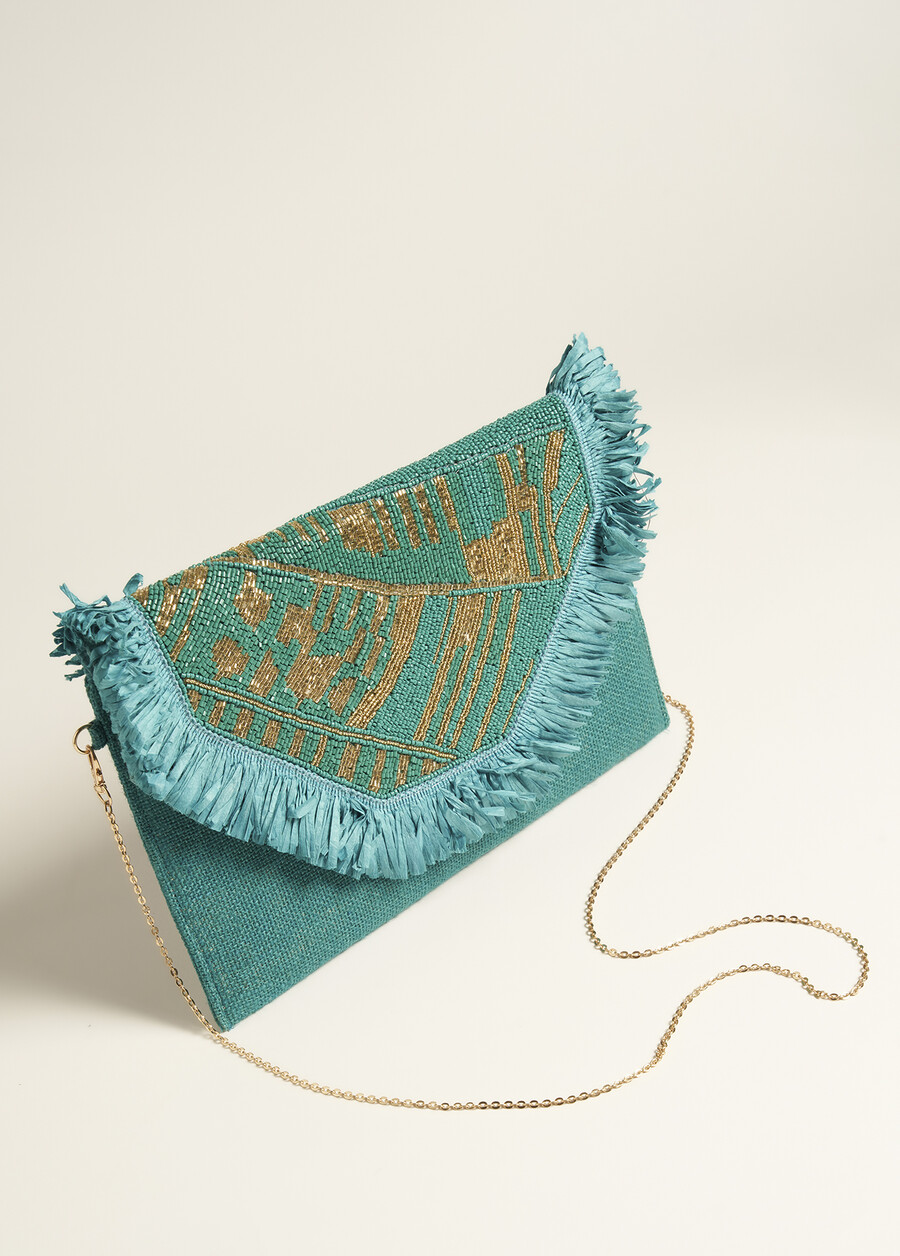 Pochette Benna In Juta Ricamata BLUE TURCHESE Donna , immagine n. 2