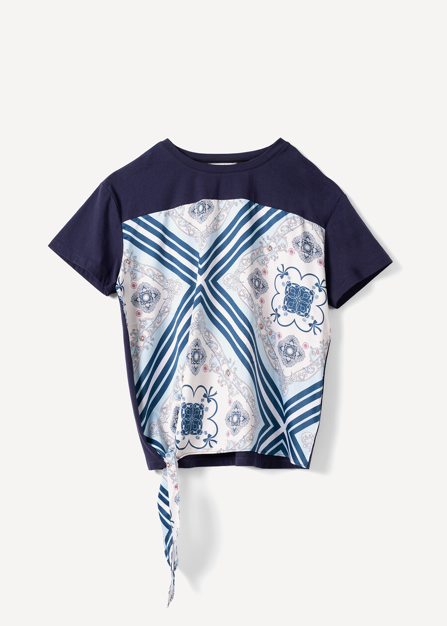 Stef patterned knot T-shirt BLU Woman , image number 5