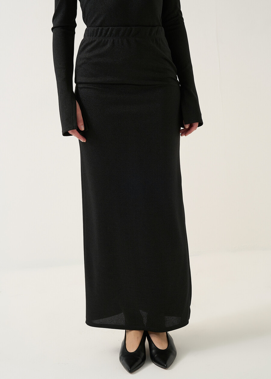 Gonna Goldys lunga in jersey lurex NERO Donna , immagine n. 2
