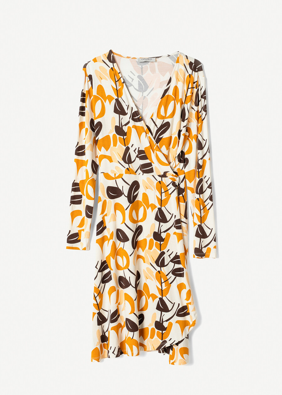 Amor leaf-print jersey dress GIALLO MOSTARDA Woman , image number 4