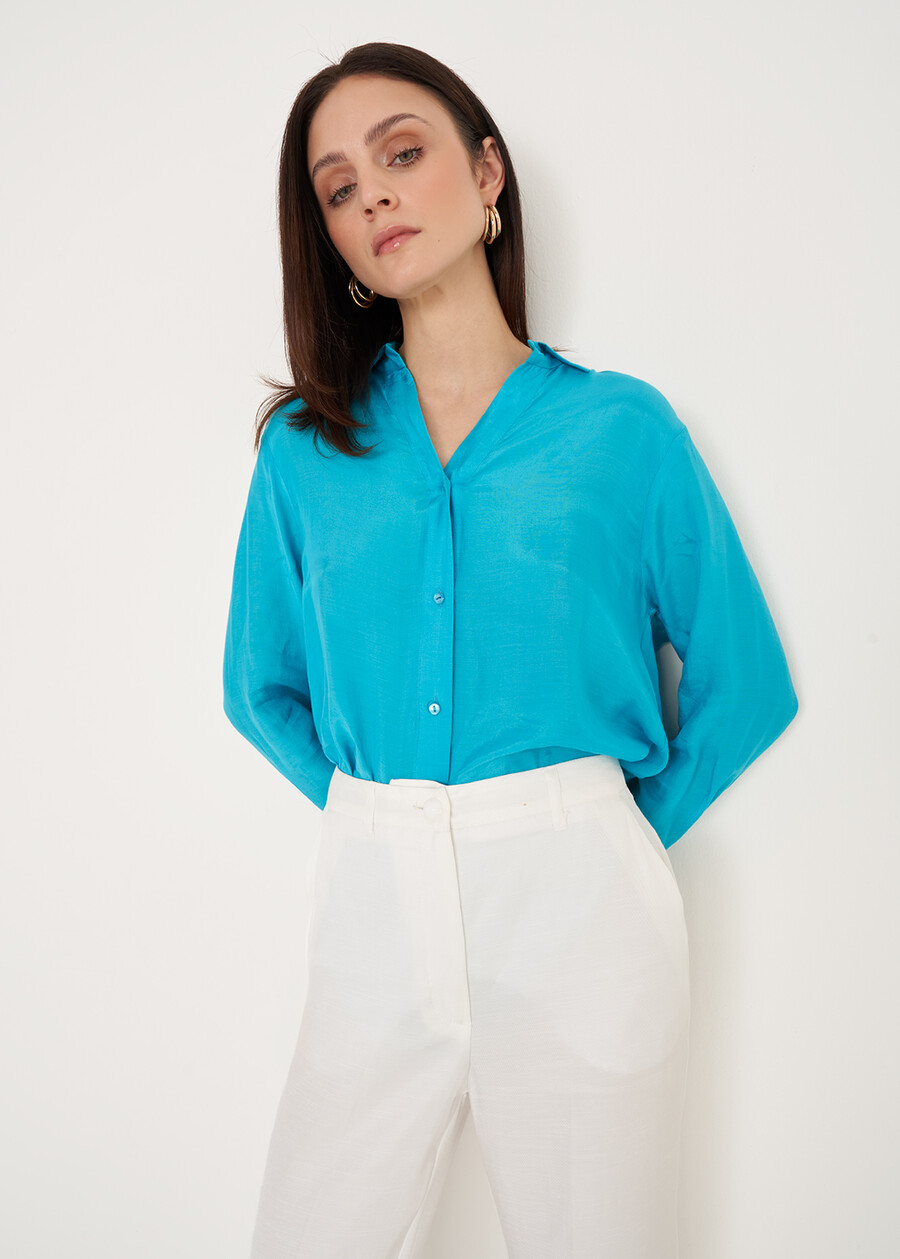 Campbell silk and viscose shirt BLUBEIGE LATTEBLUE TURCHESEVIOLA MULBERRY Woman , image number 3