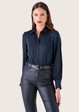 Conny satin effect blouse NERO BLACKBLU AQUAMARINE Woman image number 1