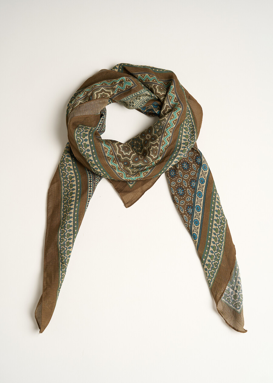 Foulard Selma fantasia block VERDEMARRONEBLU Donna , immagine n. 2