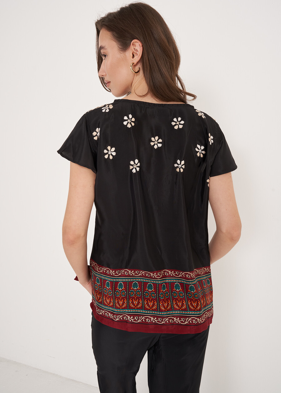 Bard Printed Blouse with Embroidery NERO BLACK Woman , image number 3