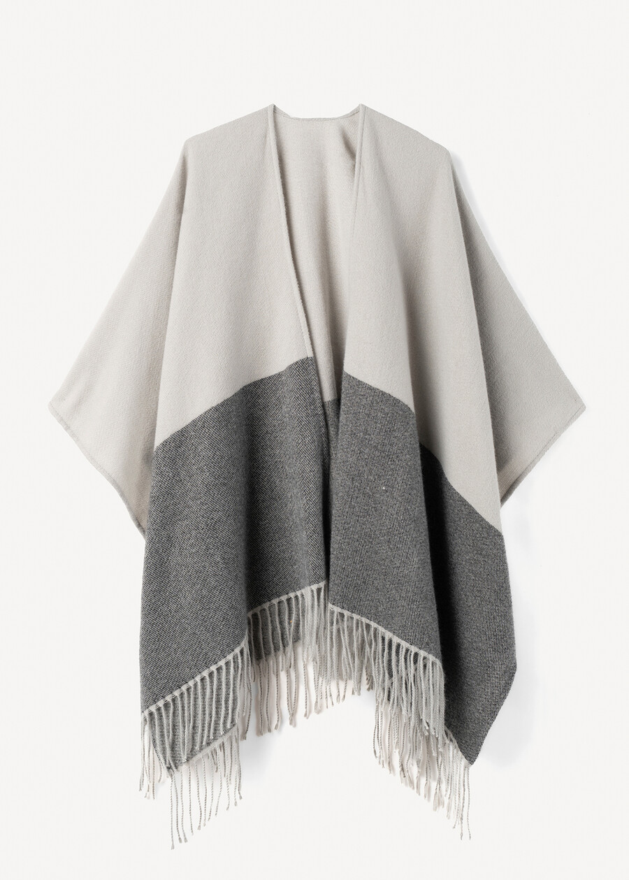 Mantella Maika bicolor con frange GRIGIO LIGHT GREY Donna , immagine n. 6