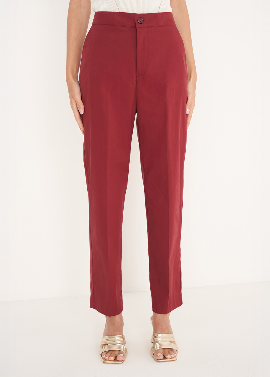 Pantaloni Principe in cotone ROSSO BORDEAUX Donna , immagine n. 2
