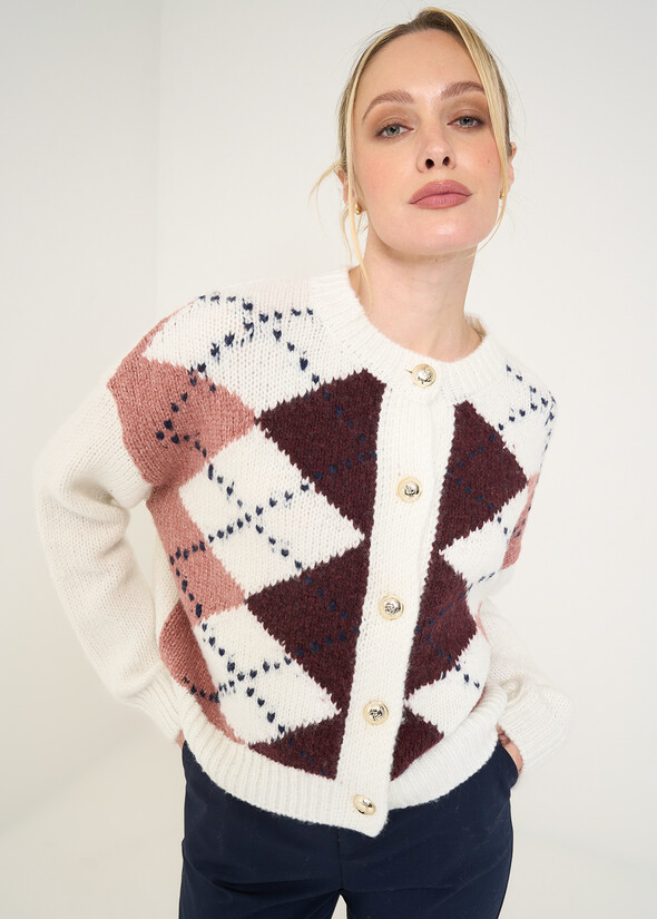 Cand argyle cardigan with gold buttons WINRO Woman null