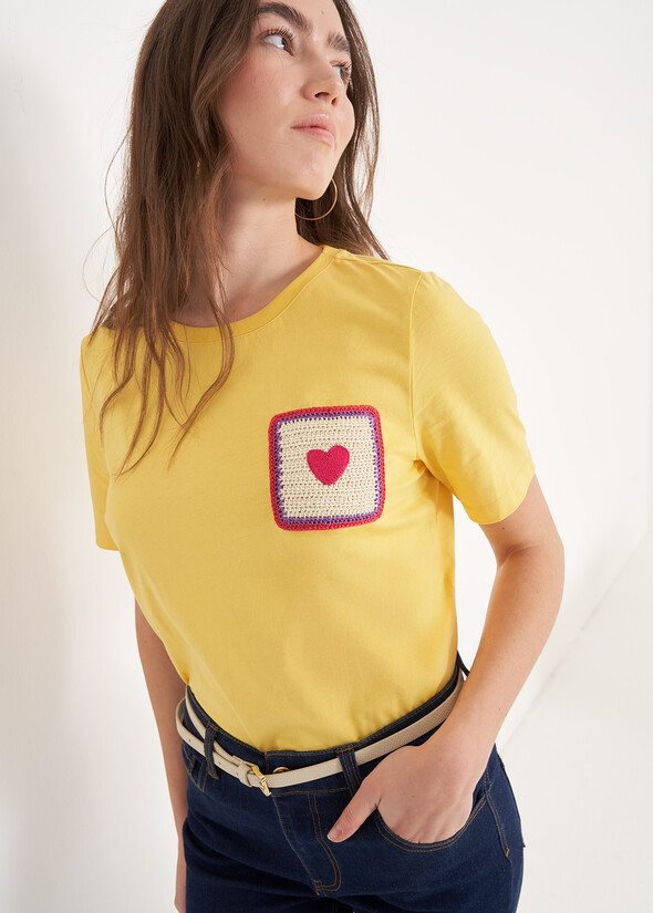 T-shirt Sveva In 100% Cotone Ricamato GIALLO Donna null