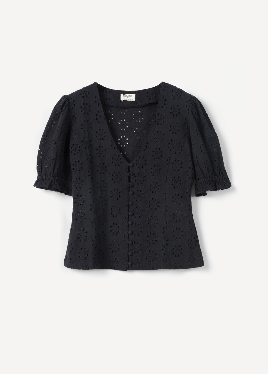 Camicia Candy In Pizzo Sangallo BIANCO BURRONERO BLACK Donna , immagine n. 5