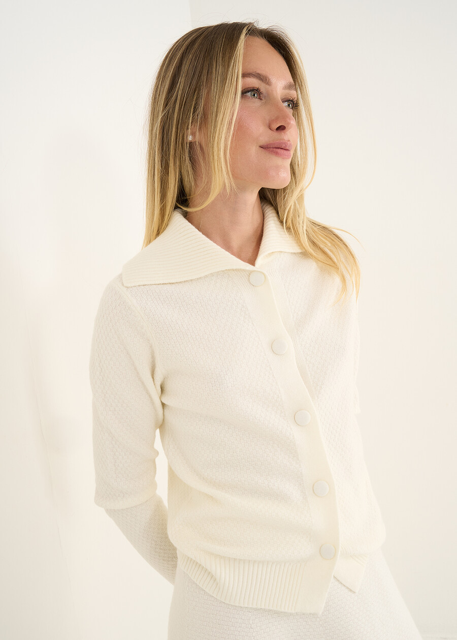 Cristina baby collar knit top BEIGE LATTE Woman , image number 2