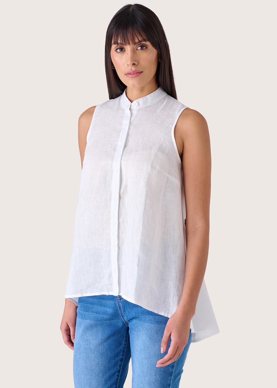 Teddy 100% linen top BIANCOVERDE PERA Woman , image number 1