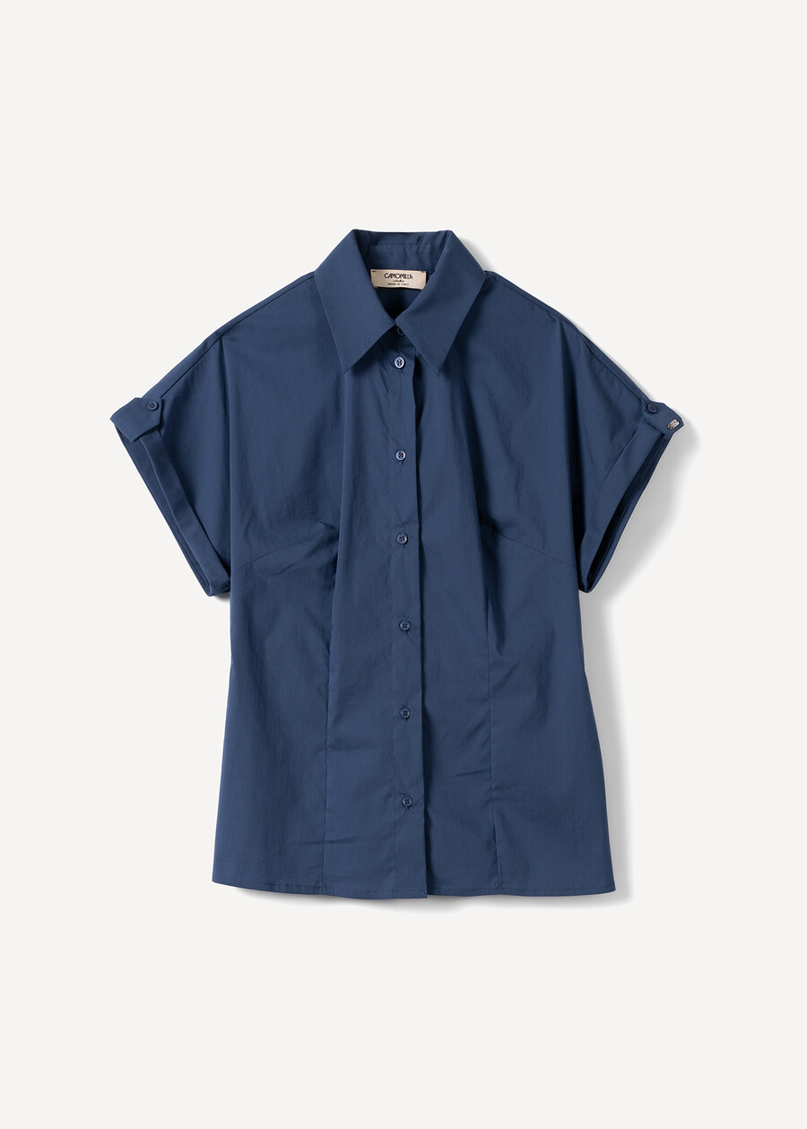 Camicia Cary in cotone elasticizzato BIANCO WHITEBLU AVION Donna , immagine n. 5