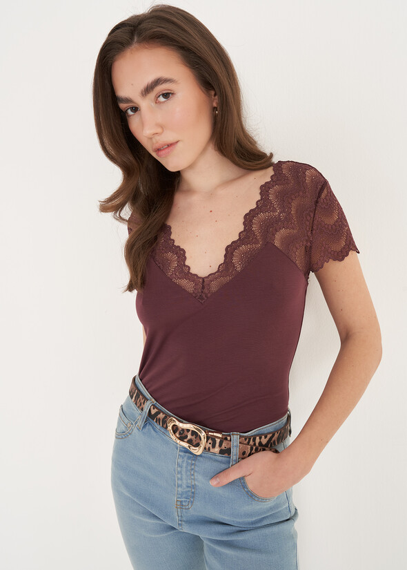 T-shirt Sailor in pizzo VIOLA MELANZANA Donna null