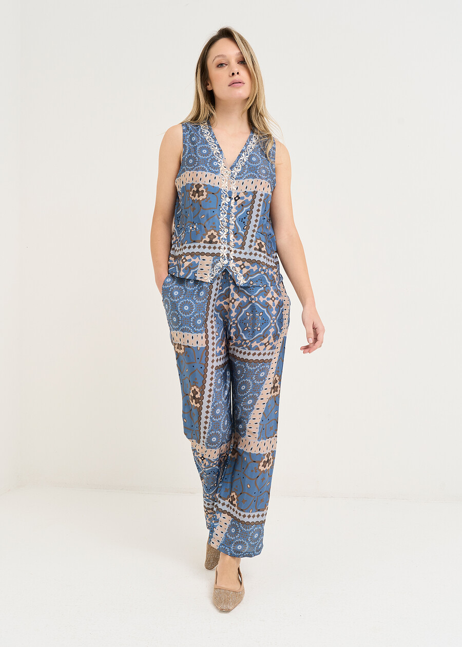 Gilet Giuly scollo V e ricami BLU AVIONBEIGE Donna , immagine n. 4