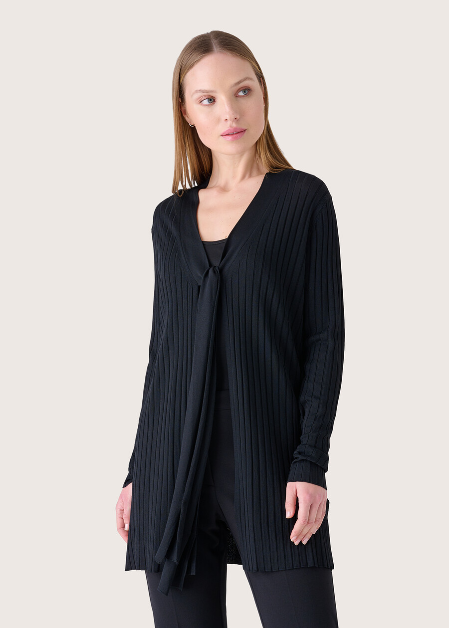 Mery tie-neck cardigan NEROVERDE SALAD Woman , image number 2