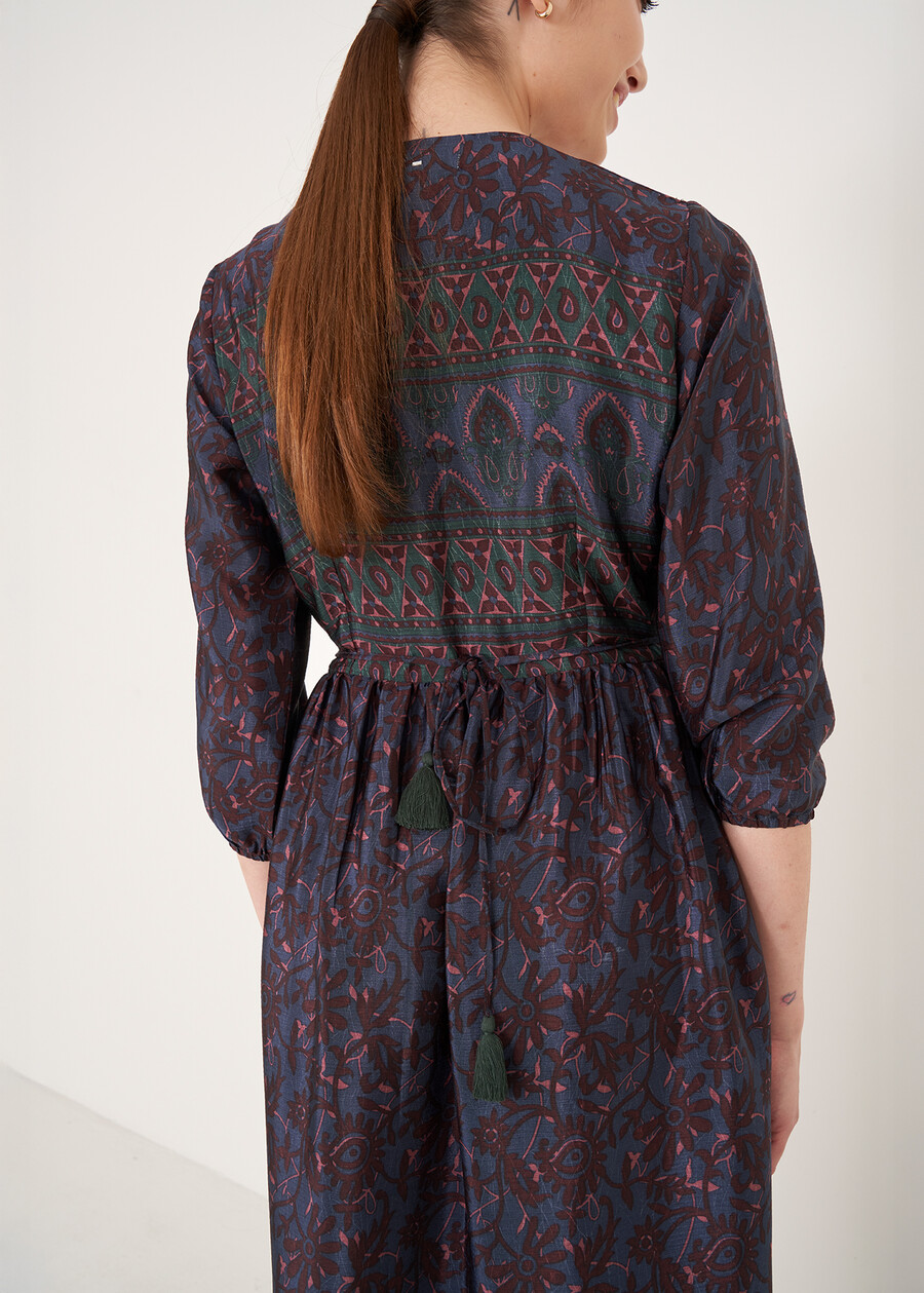 Artur ethnic print wrap dress BLU MIDNIGHTVIOLA VINACCIA Woman , image number 4