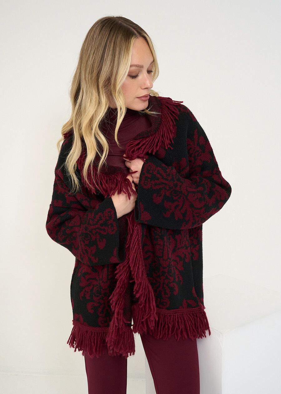 Cardigan Micaela jacquard con frange MARRONENERO Donna , immagine n. 4