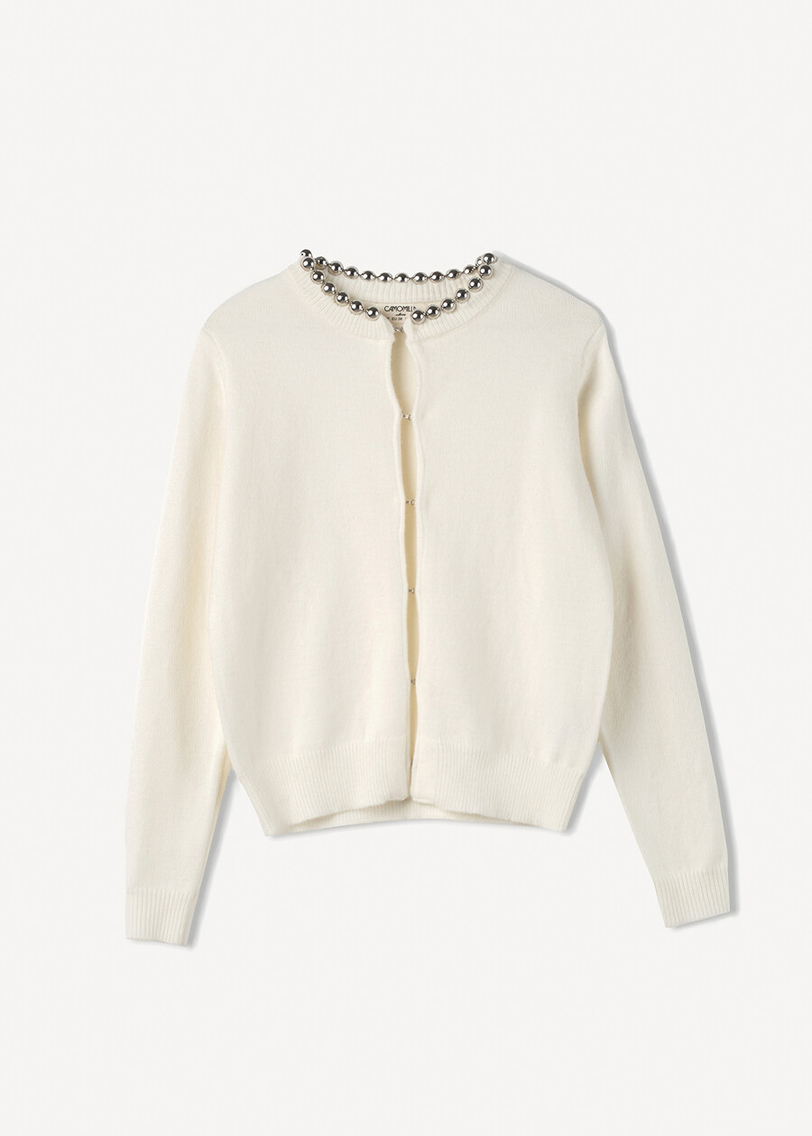 Coeur cardigan with jewel detail ROSSOBEIGE LATTE Woman , image number 4