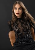 Maglia Star con pizzo e strass NERO BLACK Donna immagine n. 1