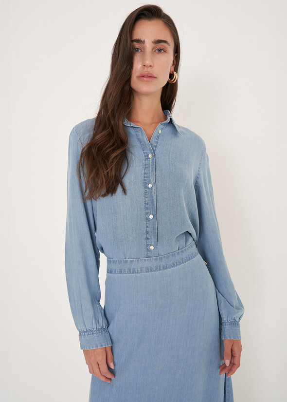 Camicia Carioka in cotone e lino
 DENIM MEDIUM DENIM Donna null