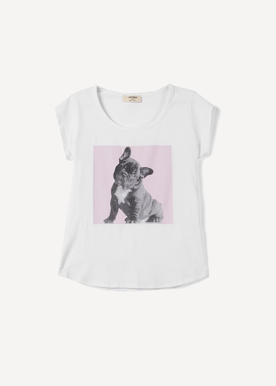 T-Shirt Suri in Cotone con Strass BIANCO WHITE Donna , immagine n. 4