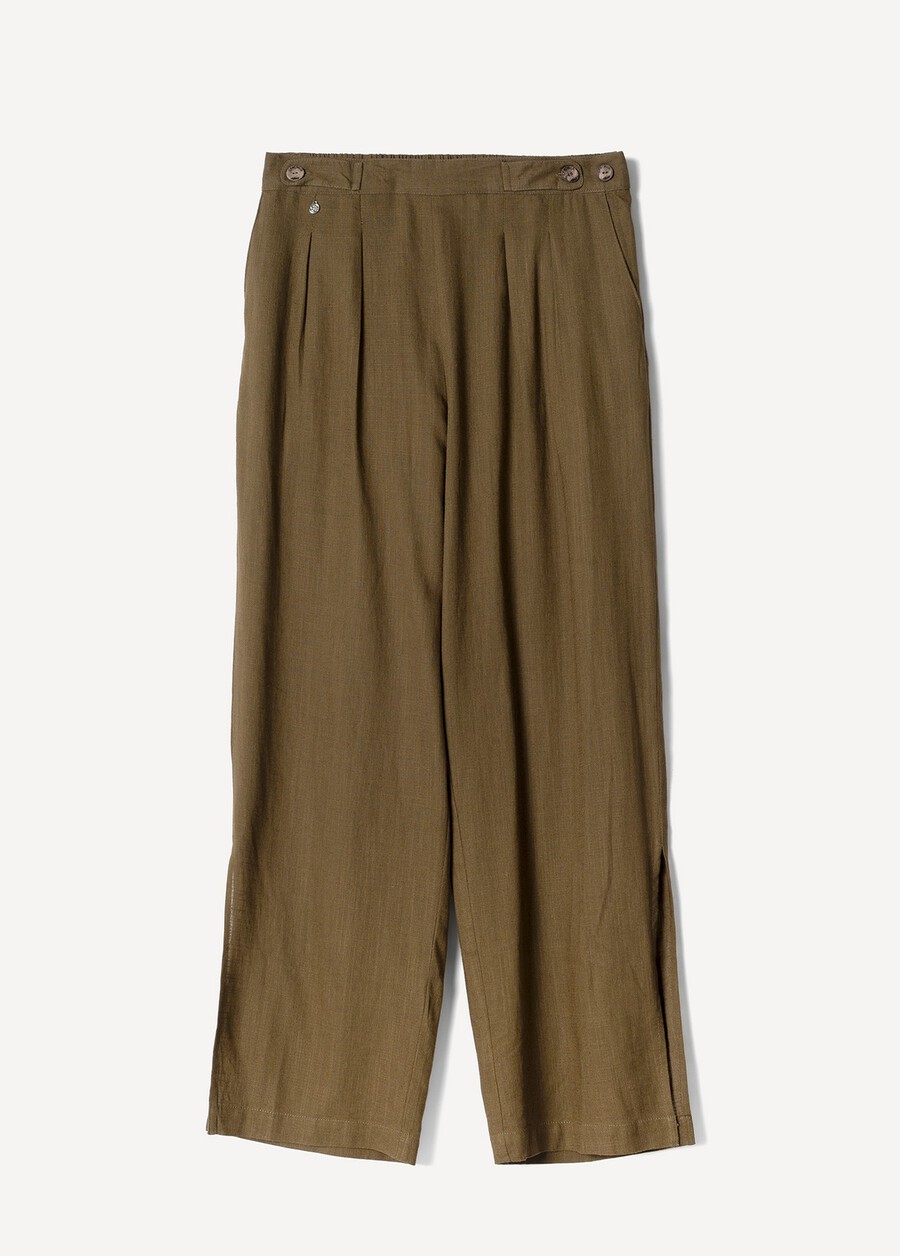 Pantaloni Penny in viscosa e lino
 BEIGE DOESKIN VERDE ALGA Donna , immagine n. 5