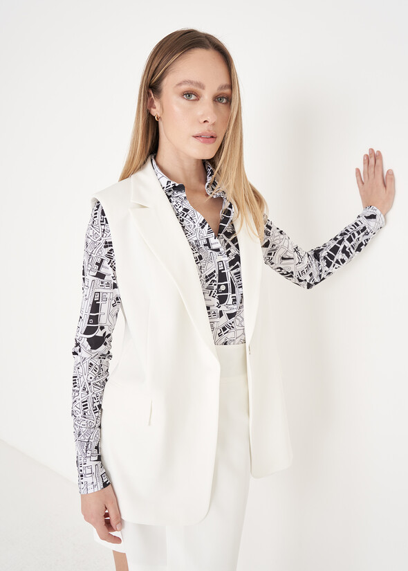 Gilet Gile Monopetto Con Tasche BIANCO WHITE Donna null