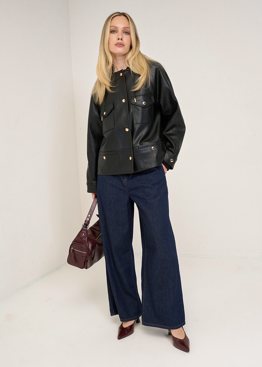 Gerard faux leather hooded jacket NERO Woman , image number 5