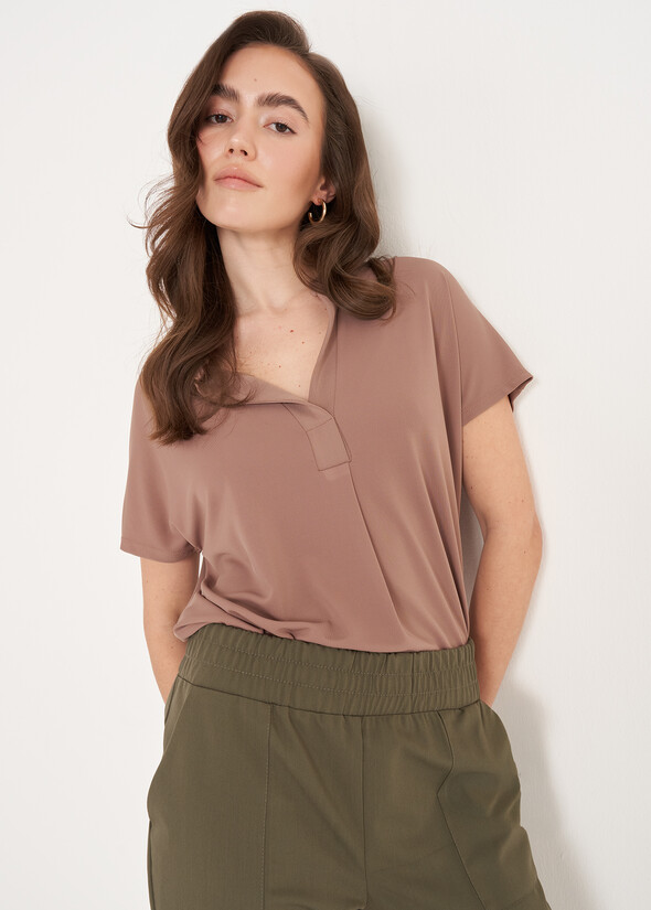 Selva T-shirt With Mandarin Collar MARRONE TERRA Woman null