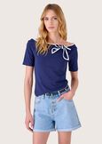 Sarada t-shirt with boat neck BLUE OLTREMARE  Woman image number 1