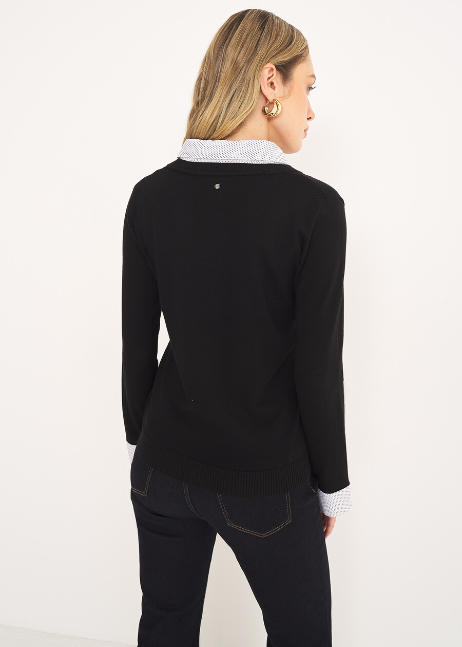 Myka knit with polka collar NERO BLACKBEIGE ECRU Woman , image number 3