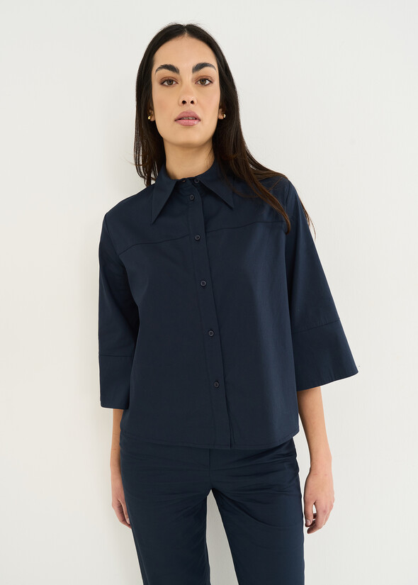 Camicia Cely corta in cotone BLU Donna null
