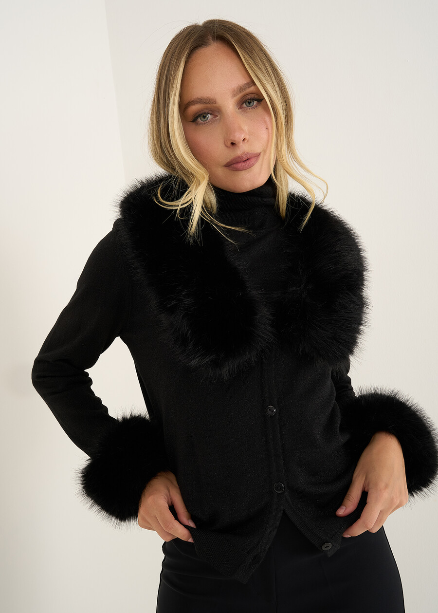 Cardigan Colett con ecopelliccia NERO BLACKGOLD Donna , immagine n. 1