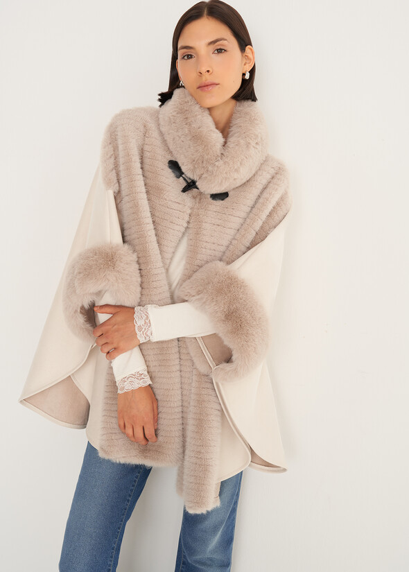 Mantella Morea con dettagli in ecopelliccia BEIGE LATTE Donna null