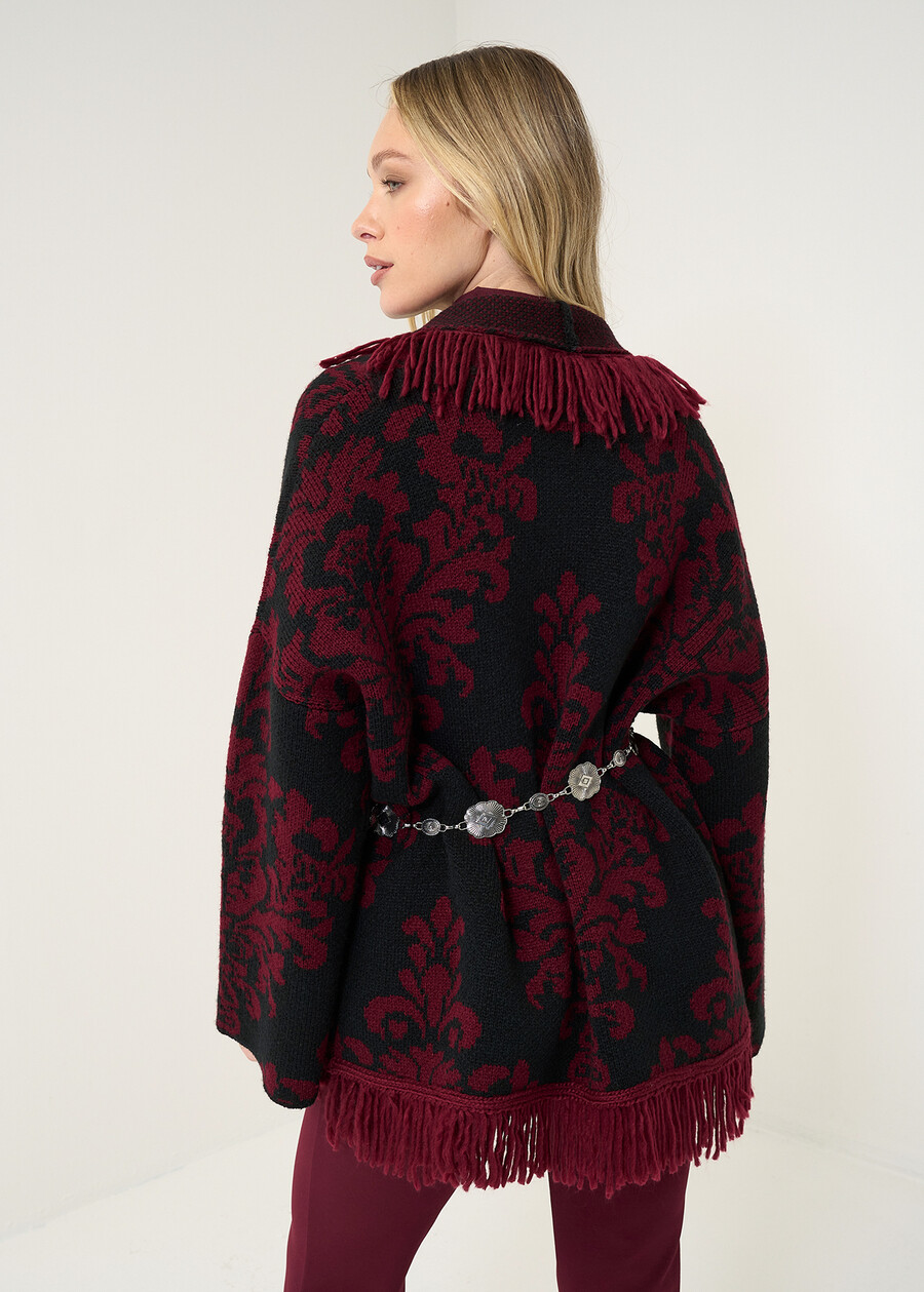 Cardigan Micaela jacquard con frange MARRONENERO Donna , immagine n. 3