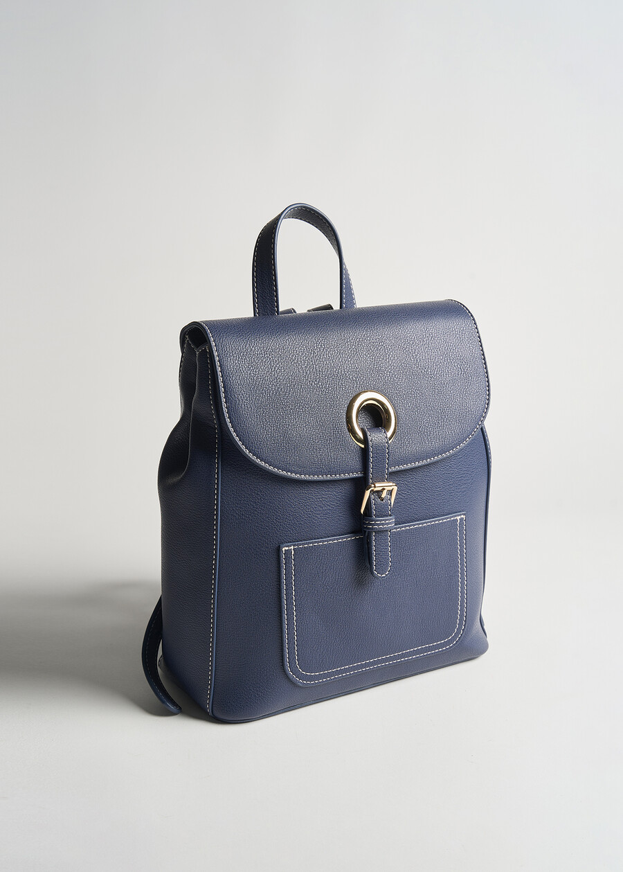 Balou deer-print faux leather backpack BIANCO WHITEAZZURO AZZURROBLU Woman , image number 2