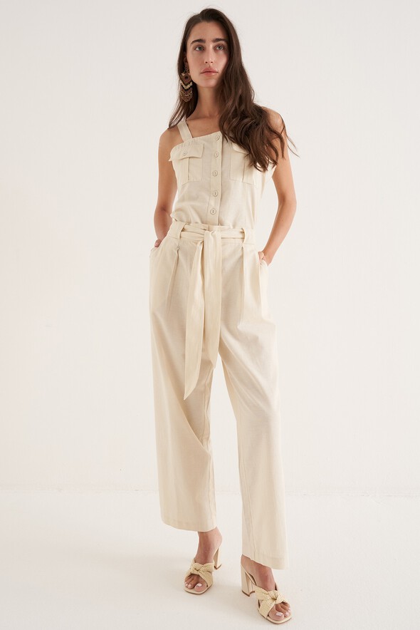 Penty linen-blend trousers
 BIANCO BURRO Woman null