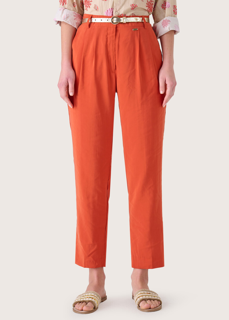 Gigi trousers with cupro effect MARRONE CACAO Woman , image number 2