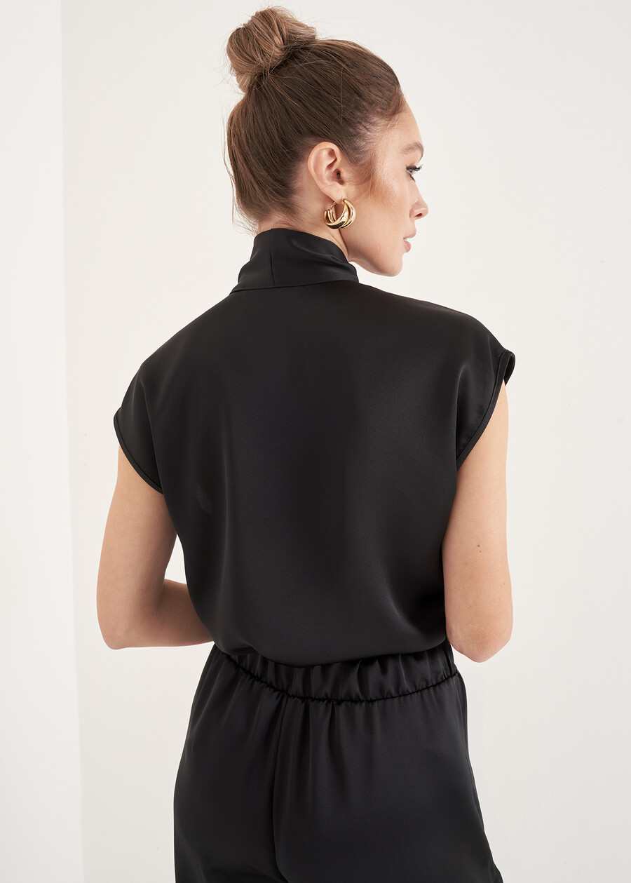 Blusa Cablo In Satin GRIGIO TORTORANERO BLACK Donna , immagine n. 3