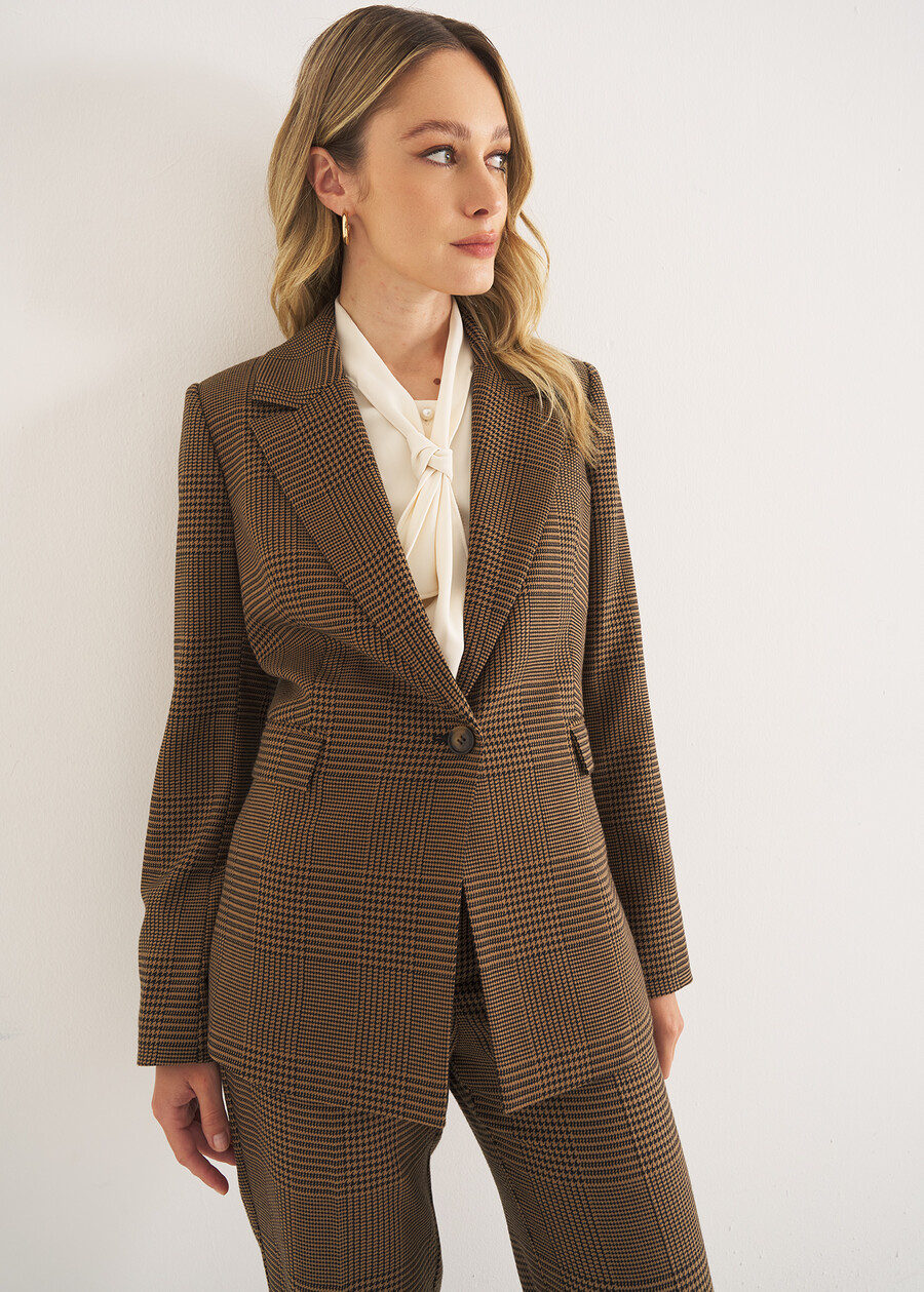 Checked Wide-Lapel Suit MARRONE TERRA Woman , image number 2