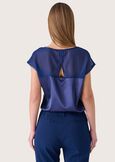 Sophya t-shirt in double fabric BLUE OLTREMARE FUXI GLOSS Woman image number 3