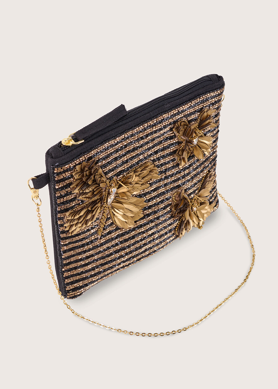 Bruce clutch bag with pearls and flowers NERO BLACK Woman , image number 2