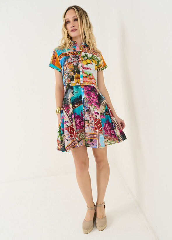 Mini dress Arold in cotone stampato GIALLO MANGO Donna null