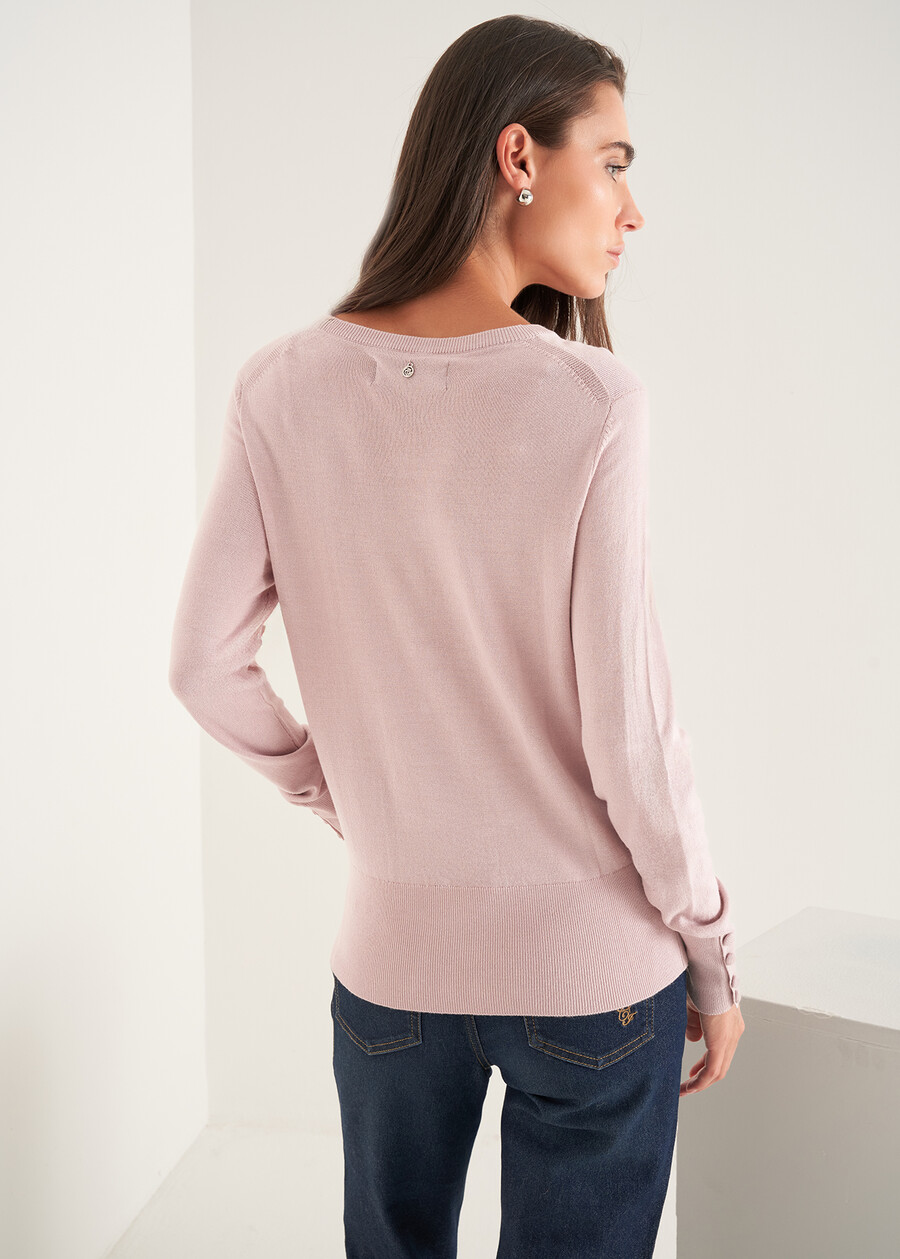 Melody wool sweater with round neck BLU MIDNIGHTCELESTE FIORDALISOVIOLA VINACCIAROSA Woman , image number 3