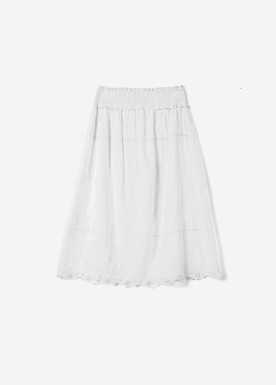 Ginevra 100% Cotton Skirt BIANCO WHITEBLU CELESTE Woman , image number 5