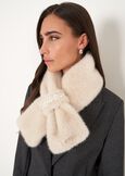 Stefy faux fur collar with pearls NERO BLACKBEIGE LATTE Woman image number 1
