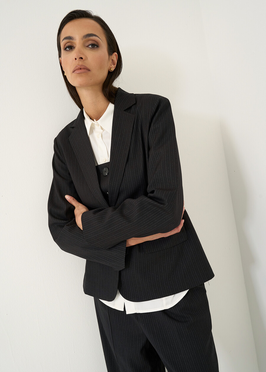 Blazer Gennyfer gessato monopetto NERO BLACK Donna , immagine n. 2